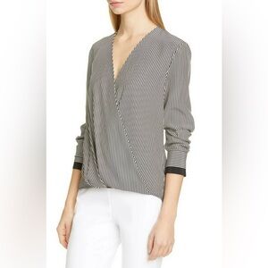 Rag & Bone Silk Victor Blouse White/Black Stripe Women’s Size M